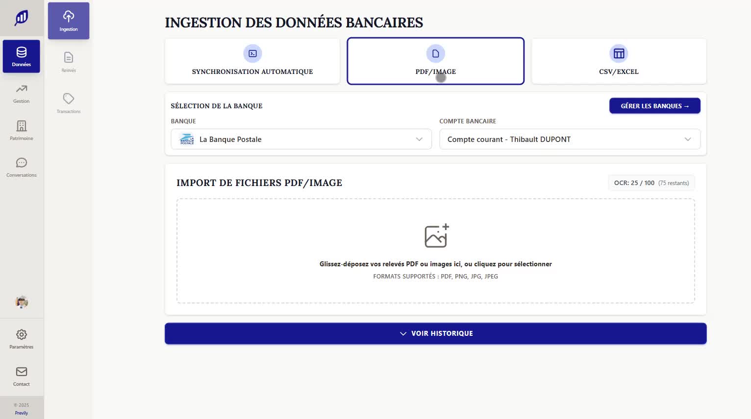 Import de relevés PDF